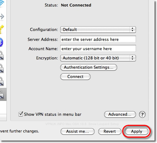 Apply settings